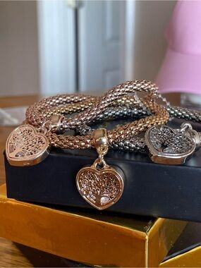 Heart Tree Locket Bracelet - Rose Gold, Gold & Silver